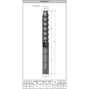 PST Sandfighter 6" 6Z13 195m 1200l 400V 37kW  Csőkút szivattyú