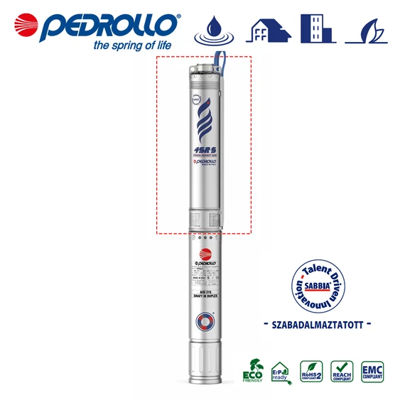 4" Pedrollo 4SR8/7 S (motor nélkül) csőbúvár szivattyú lebegő járókerékkel