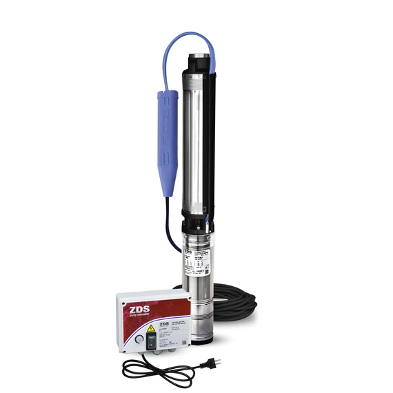 4" ZDS X.10-12.O3 | 250l 72.3m 230V 2200W | Külső kondenzátor többfokozatú csőkút szivattyú INOX hidrofej, olajtöltetű motor